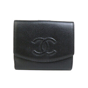 CHANEL Black Leather Coco Mark Wallet